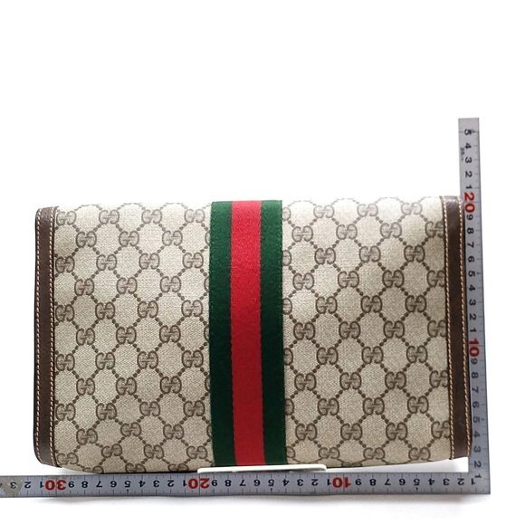 Authentic Gucci Vintage Clutch Bag Sherry Line Brown PVC mn334-113025 - Picture 2 of 16